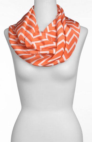 Lauren Ralph Lauren Silk Infinity Scarf Womens Coast Orange/ White One Size