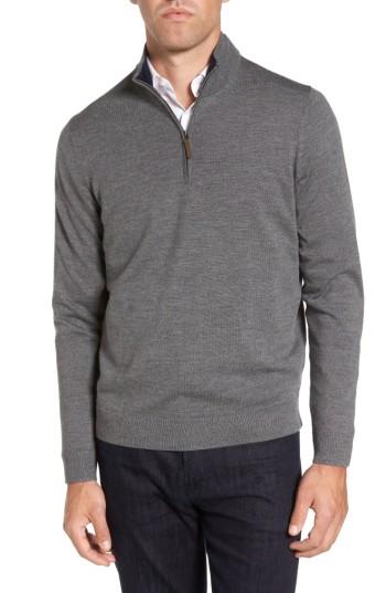 Men's Nordstrom Men's Shop Quarter Zip Wool Pullover - Grey