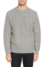 Men's Schott Nyc Fisherman Knit Wool Blend Sweater - Grey