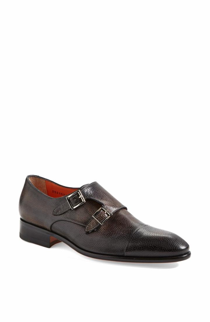 Men's Santoni Truman Double Strap Monk Shoe D - Grey