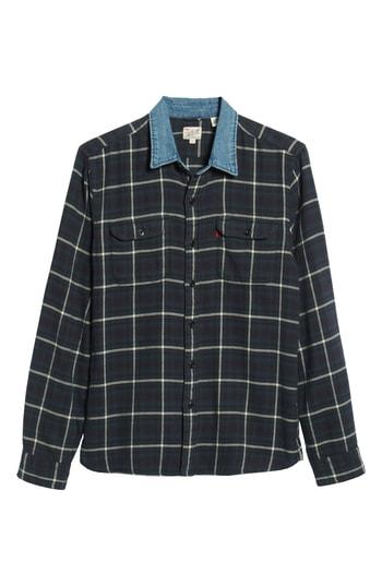 Men's Levi's X Justin Timberlake Slim Fit Flannel Worker Shirt - Blue