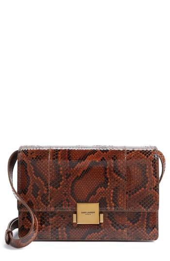 Saint Laurent Medium Bellechasse Genuine Python Shoulder Bag - Brown