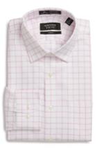 Men's Nordstrom Men's Shop Smartcare(tm) Trim Fit Check Dress Shirt 34/35 - Pink