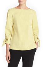 Women's Lafayette 148 New York Paige Ithaca Mini Check Blouse, Size - Yellow
