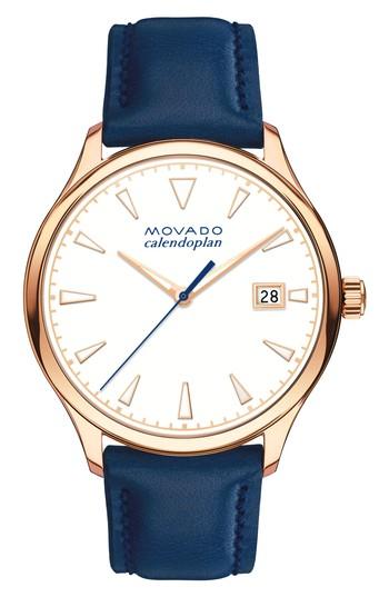 Women's Movado Heritage Calendoplan Leather Strap Watch, 36mm