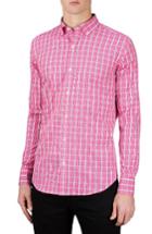 Men's Bugatchi Classic Fit Grid Print Sport Shirt - Pink