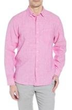 Men's Tommy Bahama Lanai Tides Regular Fit Linen Blend Sport Shirt, Size - Pink