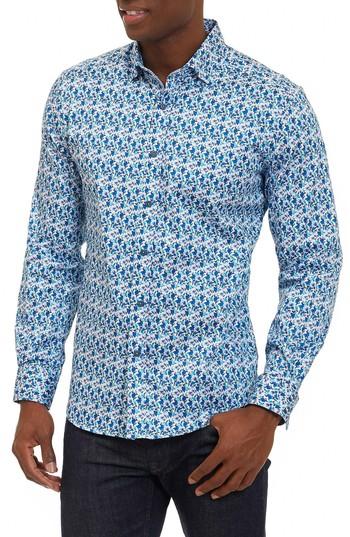 Men's Robert Graham Rylan Tailored Fit Print Sport Shirt, Size - White