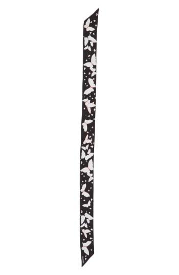 Women's Valentino Butterfly Skinny Silk Scarf, Size - Black
