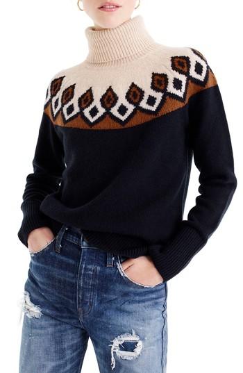 Women's J.crew Ambrose Fair Isle Merino Wool Sweater - Blue