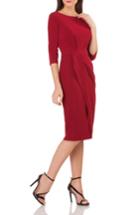 Women's Js Collections Pleated Crepe Sheath Dress - Red