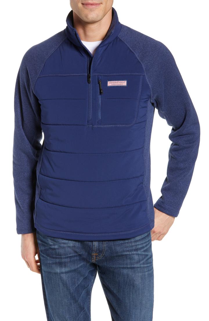 Men's Vineyard Vines Seaward Fleece Half Zip Pullover - Blue