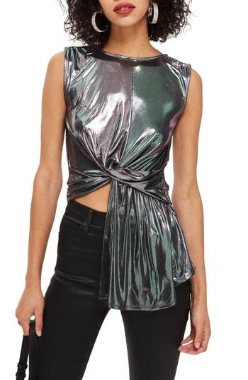 Women's Topshop Asymmetrical Twist Detail Top