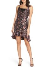 Women's Forest Lily Metallic Jacquard Ruffle Hem Dress - Black