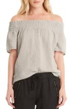Women's Michael Stars Smocked Cotton Off The Shoulder Top - Grey
