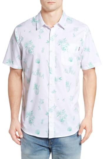Men's O'neill Aloha Classic Fit Short Sleeve Print Sport Shirt - White