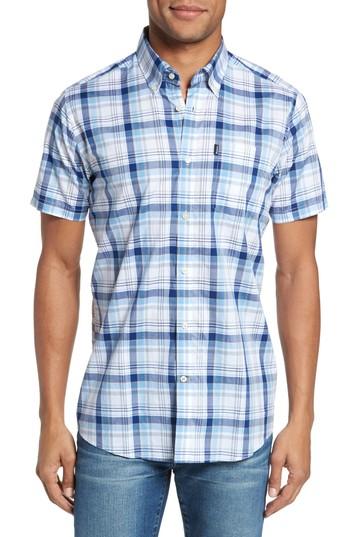 Men's Barbour Gerald Tailored Fit Plaid Sport Shirt - Blue