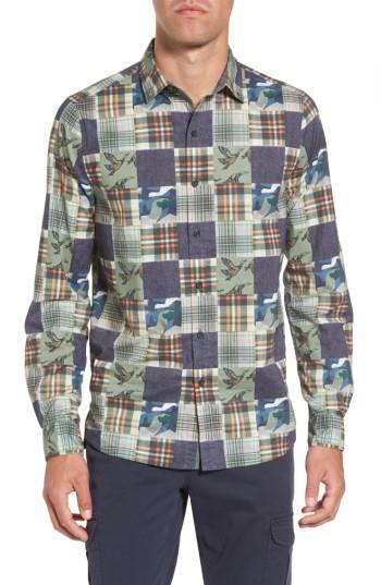 Men's Michael Bastian Patchwork Print Sport Shirt - Green