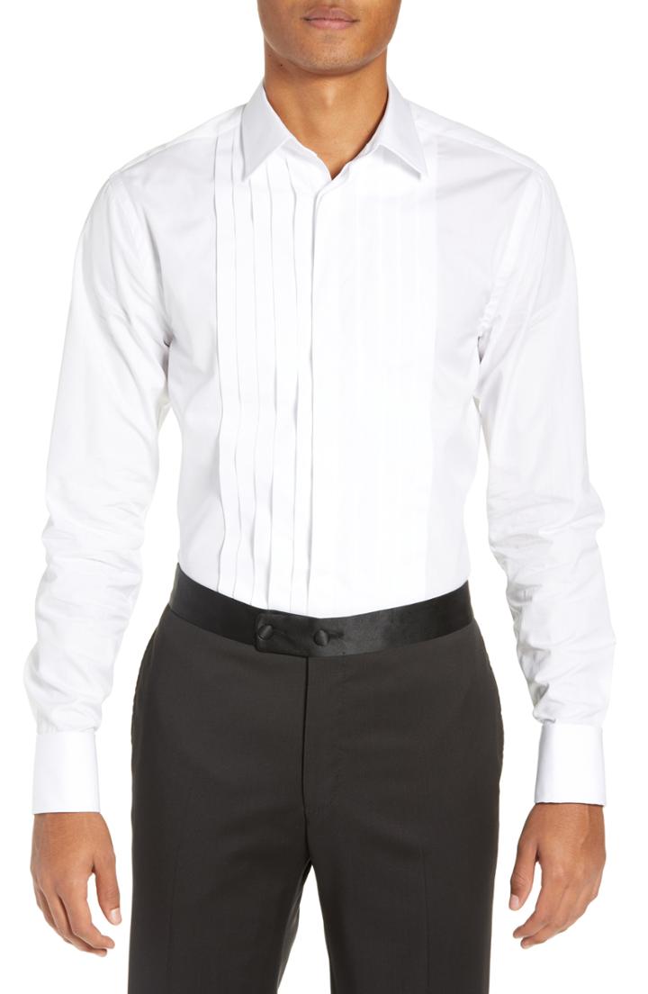 Men's Tiger Of Sweden Fulton Trim Fit Tuxedo Shirt Eu - White