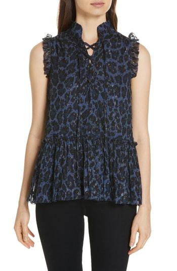 Women's Kate Spade New York Leopard Clip Dot Top - Blue