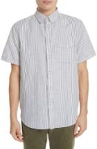Men's Rag & Bone Stripe Short Sleeve Sport Shirt - White