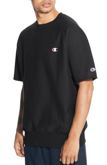 Men's Champion Reverse Weave Short Sleeve Sweatshirt - Black