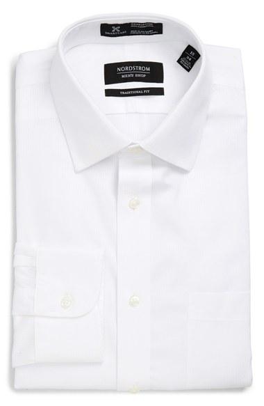 Men's Nordstrom Men's Shop Smartcare(tm) Traditional Fit Stripe Dress Shirt .5 32 - White