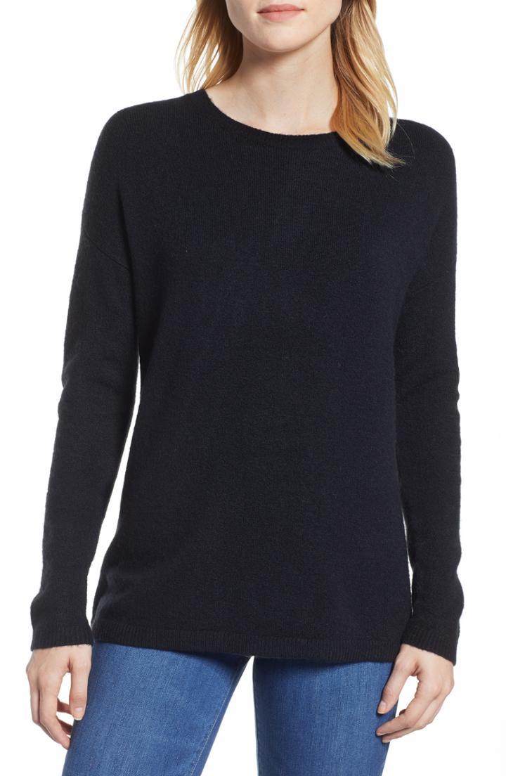Women's Halogen Bow Back Sweater, Size - Black