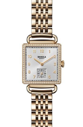 Women's Shinola Cass Diamond Bracelet Watch, 28mm X 27mm