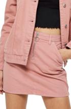 Women's Topshop Half Zip Denim Skirt Us (fits Like 0) - Pink