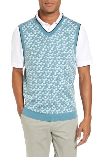 Men's Ted Baker London Tommas Golf Merino Sweater Vest (s) - Green