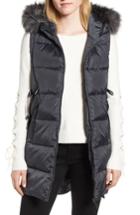 Women's Sam Edelman Faux Fur Trim Hooded Side-tie Vest - Grey