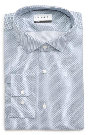 Men's Calibrate Trim Fit Geometric Print Dress Shirt .5 - 32/33 - Blue