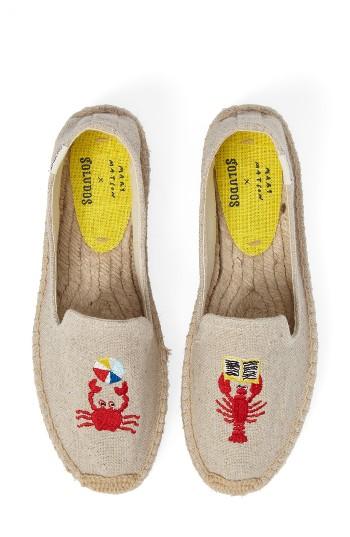 Women's Soludos X Mary Matson Lobster & Crab Platform Espadrille M - Beige