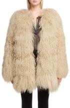 Women's Saint Laurent Genuine Mongolian Goat Fur Jacket Us / 38 Fr - Ivory