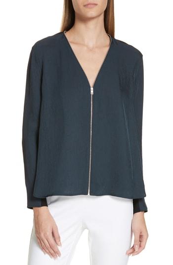 Women's Rag & Bone Vanessa Zip Front Blouse, Size - Blue