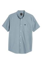 Men's Rvca 'that'll Do' Slim Fit Short Sleeve Oxford Shirt - Brown