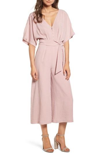 Women's Lost + Wander Peony Tie Waist Jumpsuit - Pink