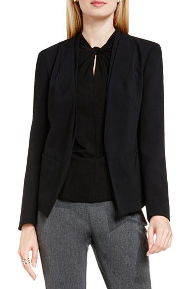 Women's Vince Camuto Collarless Open Front Blazer - Black