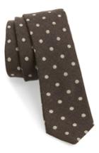 Men's Eleventy Dot Wool Skinny Tie, Size - Brown