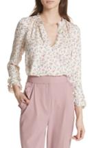 Women's Rebecca Taylor Floral Print Ruffle Silk Top - Ivory