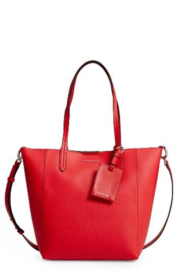 Michael Michael Kors Penny Large Saffiano Convertible Leather Tote - Red