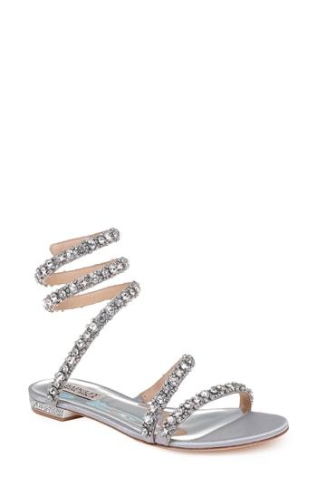 Women's Badgley Mischka Paz Crystal Ankle Wrap Sandal .5 M - Metallic