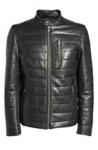 Men's Lamarque Quilted Leather Moto Jacket - Black