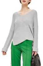 Women's Topshop Ribbed Cashmere Blend Sweater Us (fits Like 0) - Grey