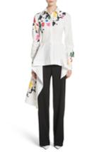 Women's Oscar De La Renta Paint Splatter Asymmetrical Poplin Shirt - White