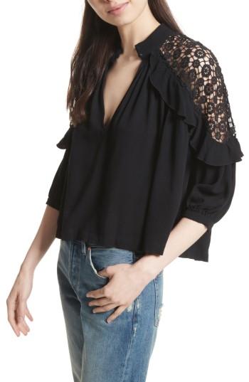 Women's Free People Little Bit Of Love Top - Black