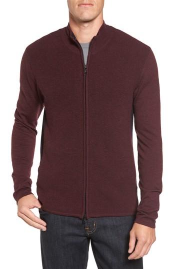 Men's Zachary Prell Hamilton Full Zip Wool Sweater - Burgundy