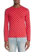 Men's Comme Des Garcons Play Dot Print Long Sleeve Crewneck T-shirt - Red