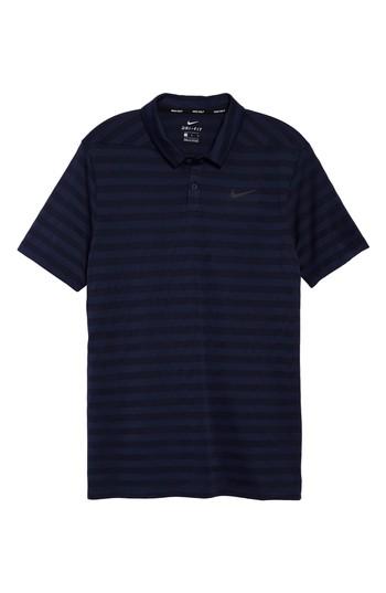 Men's Nike Dry Stripe Polo, Size - Blue